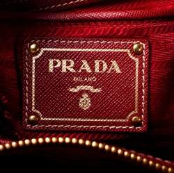 Pre Owned Prada Red Saffiano Leather Satchel