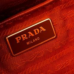 Pre Owned Prada Orange Saffiano Metal Leather Satchel