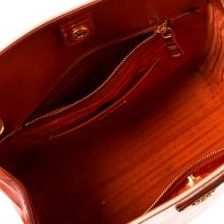 Pre Owned Prada Orange Saffiano Metal Leather Satchel