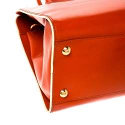 Pre Owned Prada Orange Saffiano Metal Leather Satchel