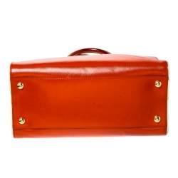 Pre Owned Prada Orange Saffiano Metal Leather Satchel