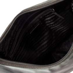 Pre Owned Prada Olive Green Nylon Metal Handle Hobo
