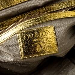 Prada Beige/Gold Woven Raffia and Leather Frame Satchel