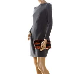 Pre Owned Prada Black/Orange Stripe Sequins Righe Clutch