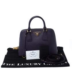 Pre Owned Prada Purple Saffiano Lux Leather Small Promenade Crossbody Bag