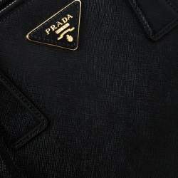 Pre Owned Prada Black Saffiano Lux Leather Large Double Zip Tote