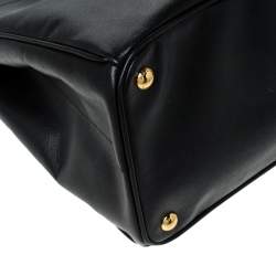 Pre Owned Prada Black Saffiano Lux Leather Large Double Zip Tote
