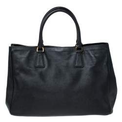 Pre Owned Prada Black Saffiano Lux Leather Large Gardener's Tote