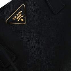 Pre Owned Prada Black Saffiano Lux Leather Large Gardener's Tote