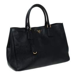 Pre Owned Prada Black Saffiano Lux Leather Large Gardener's Tote