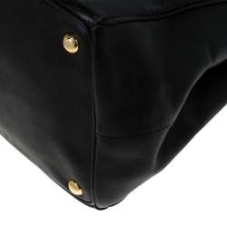 Pre Owned Prada Black Saffiano Lux Leather Large Gardener's Tote