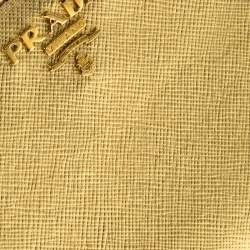 Pre Owned Prada Gold Saffiano Metal Leather Zip Around Wallet