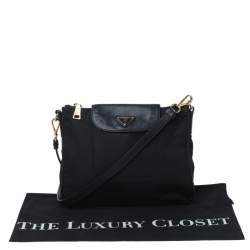Pre Owned Prada Black Tessuto Nylon and Leather Crossbody Bag