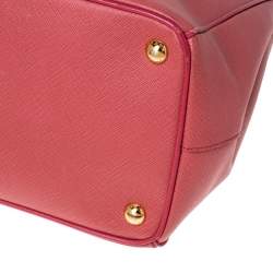Pre Owned Prada Pink Saffiano Leather Medium Double Zip Tote