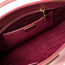 Pre Owned Prada Pink Saffiano Leather Medium Double Zip Tote