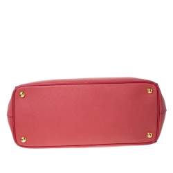 Pre Owned Prada Pink Saffiano Leather Medium Double Zip Tote