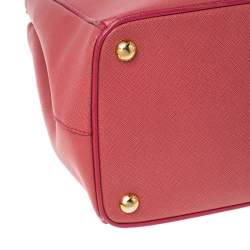 Pre Owned Prada Pink Saffiano Leather Medium Double Zip Tote