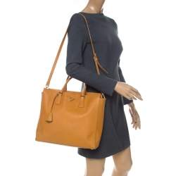 Pre Owned Pada Orange Saffiano Leather Convertible Open Tote