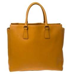Pre Owned Pada Orange Saffiano Leather Convertible Open Tote