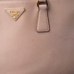 Pre Owned Prada Beige Saffiano Lux Leather Large Double Zip Tote