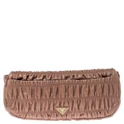 Pre Owned Prada Beige Nappa Gaufre Leather Clutch