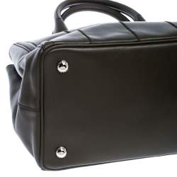 Pre Owned Prada Olive Green Soft Calf  Leather Argilla Tote