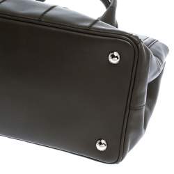 Pre Owned Prada Olive Green Soft Calf  Leather Argilla Tote