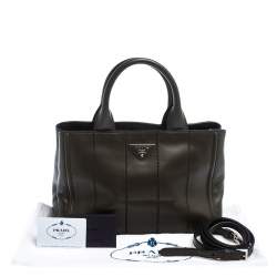Pre Owned Prada Olive Green Soft Calf  Leather Argilla Tote