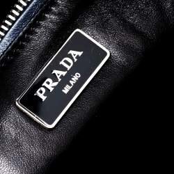 Pre Owned Prada Navy Blue Glace Calf Leather Twin Pocket Double Handle Tote 