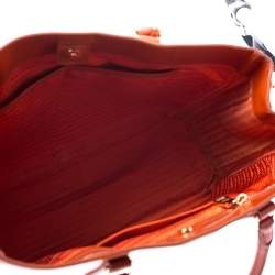 Pre Owned Prada Dark Orange Patent Leather Gardener's Tote