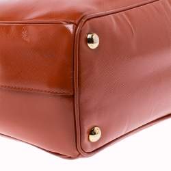 Pre Owned Prada Dark Orange Patent Leather Gardener's Tote