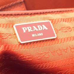 Pre Owned Prada Dark Orange Patent Leather Gardener's Tote