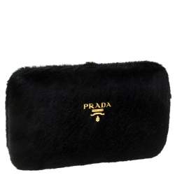 Pre Owned Prada Black Fur Clutch