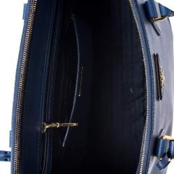 Pre Owned Prada Blue Saffiano Lux Leather Medium Double Zip Tote