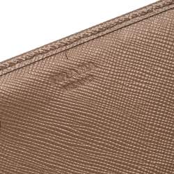 Pre Owned Prada Beige Saffiano Leather Continental Flap Wallet