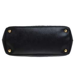 Pre Owned Prada Black Saffiano Lux Leather Small Double Zip Tote