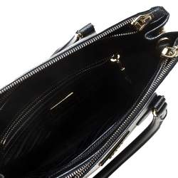 Pre Owned Prada Black Saffiano Lux Leather Small Double Zip Tote