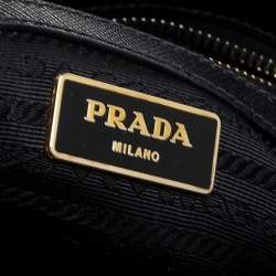 Pre Owned Prada Black Saffiano Lux Leather Small Double Zip Tote