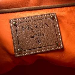 Pre Owned Prada Brown Leather Cervo Fringe Tote