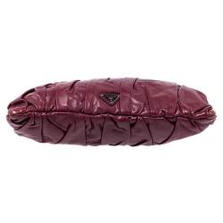 Pre Owned Prada Burgundy Nappa Gaufre Leather Clutch