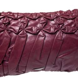 Pre Owned Prada Burgundy Nappa Gaufre Leather Clutch