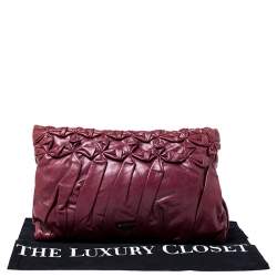 Pre Owned Prada Burgundy Nappa Gaufre Leather Clutch