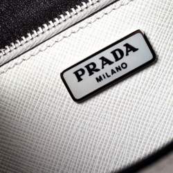 Pre Owned Prada Off White Studded Saffiano Leather Mini Sound Crossbody Bag