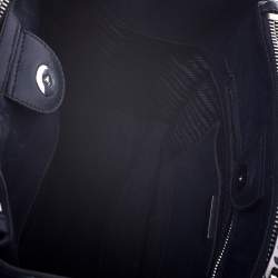 Pre Owned Prada Navy Blue Leather and Suede Twin Pocket Double Handle Tote