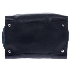 Pre Owned Prada Navy Blue Leather and Suede Twin Pocket Double Handle Tote