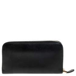 Pre Owned Prada Black Saffiano Lux Leather Bow Zip Around Wallet 