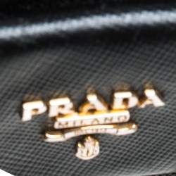 Pre Owned Prada Black Saffiano Lux Leather Bow Zip Around Wallet 