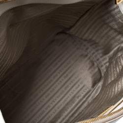 Pre Owned Prada White Saffiano Lux Leather Large Double Zip Tote