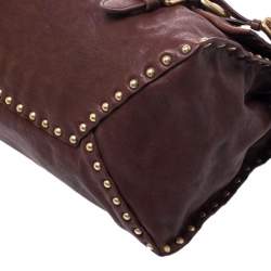 Pre Owned Prada Brown Nappa Leather Aviator Studded Satchel