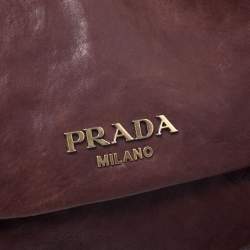 Pre Owned Prada Brown Nappa Leather Aviator Studded Satchel